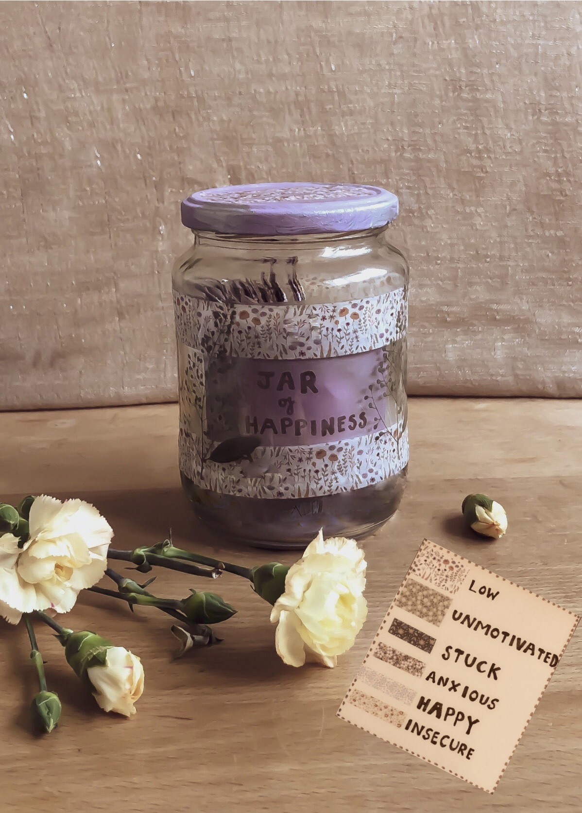 Jar of Happiness- a jar with positive quotes, advice, affirmations and memories to help with emotional regulation and emotional wellbeing